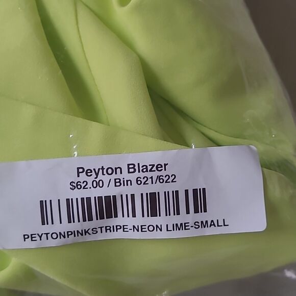 JESS LEA Peyton Blazer Lined Neon Lime‎ Small NWT in packaging - Picture 8 of 9